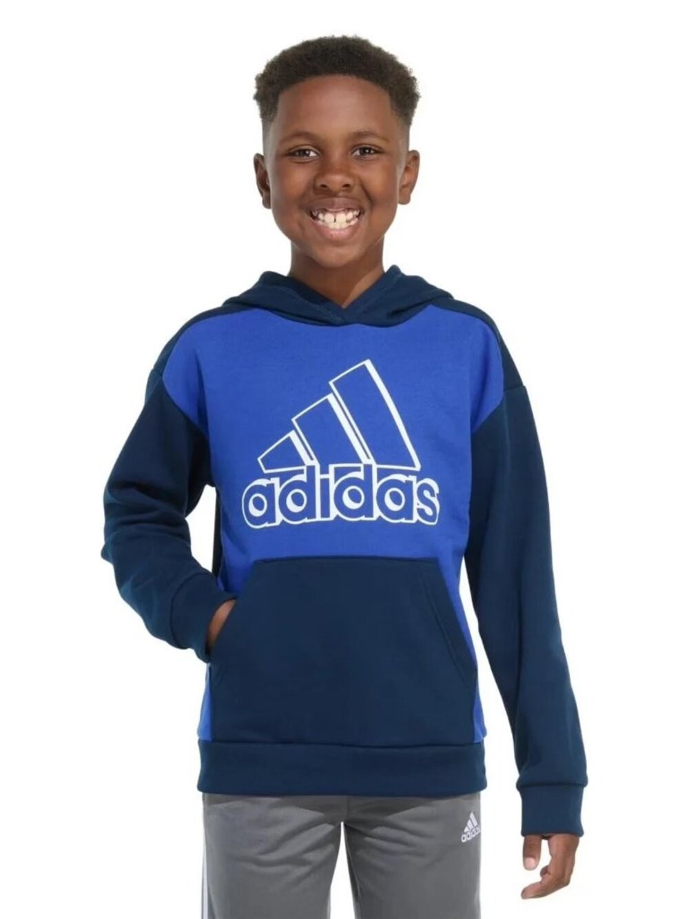 Adidas Youth Boy's Size XL Fleece Long Sleeve Graphic Logo Pullover Hoodie NWT